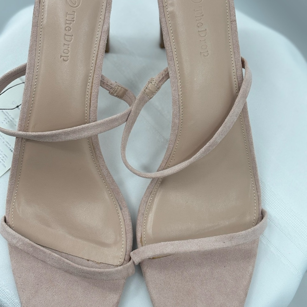 The Drop Avery Square Toe Two Strap High Heel Sandal Blush/pink Suede, Size 13 - Picture 3 of 4